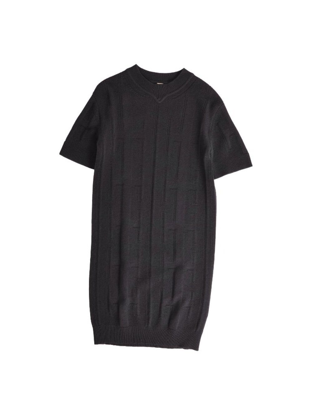 Hermes Dress Knit Short Sleeve H Logo Wool Black 36